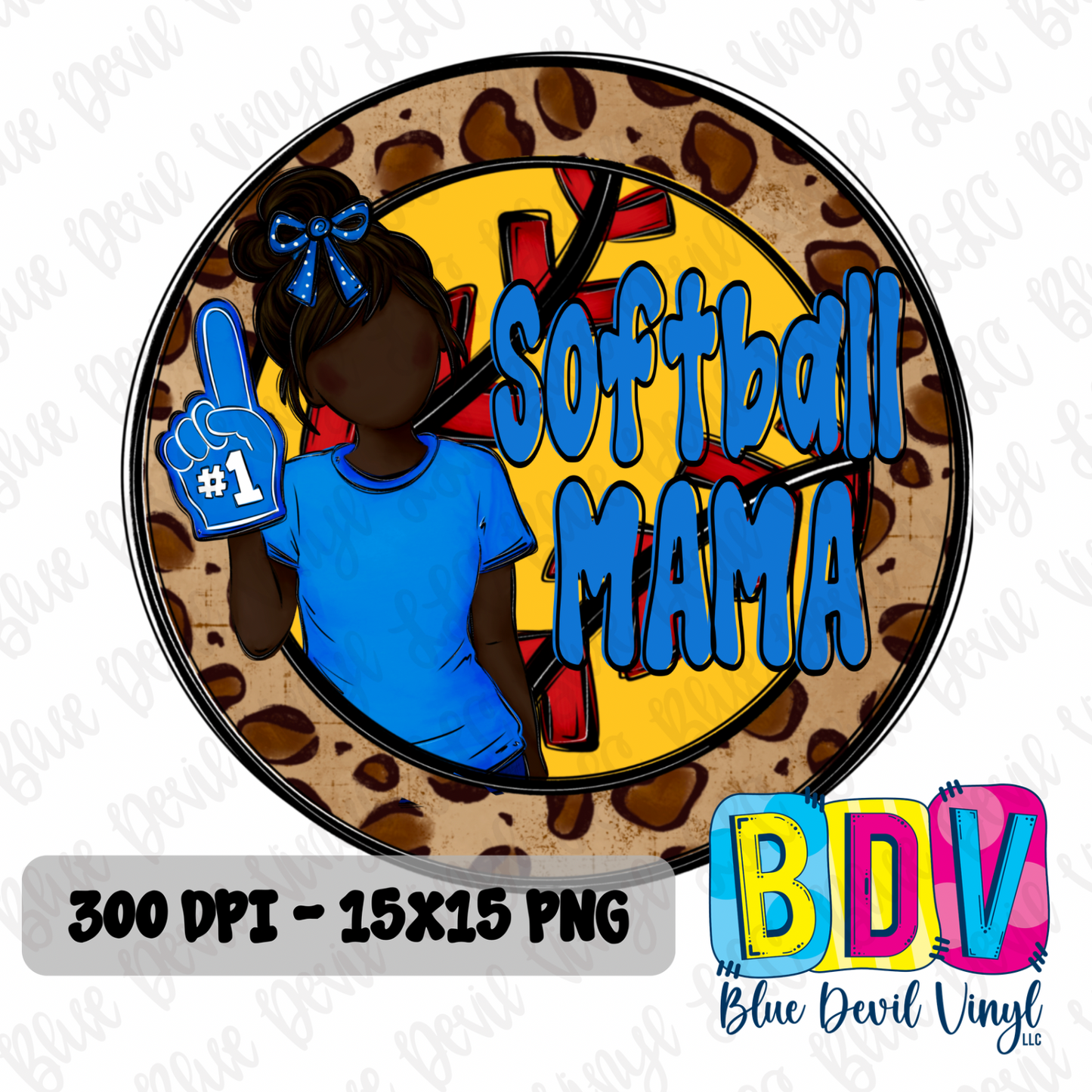 Softball Mama Round - PNG File - Royal Blue