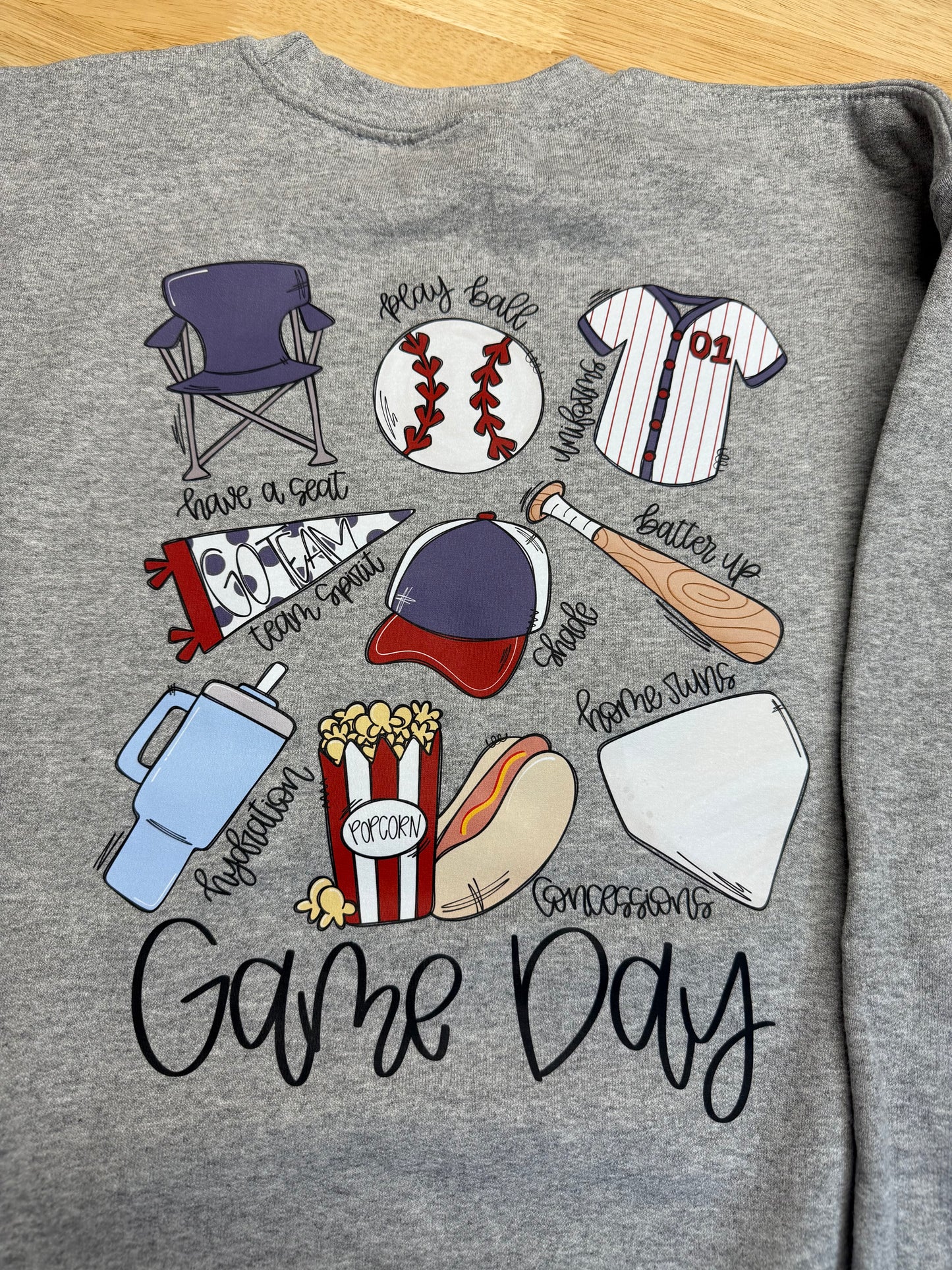 Gildan Sports Grey Crewneck Sweatshirt - Game Day Design - Youth XL - Front/Back design
