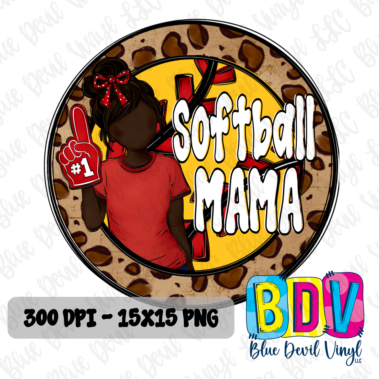Softball Mama Round - PNG File - Red