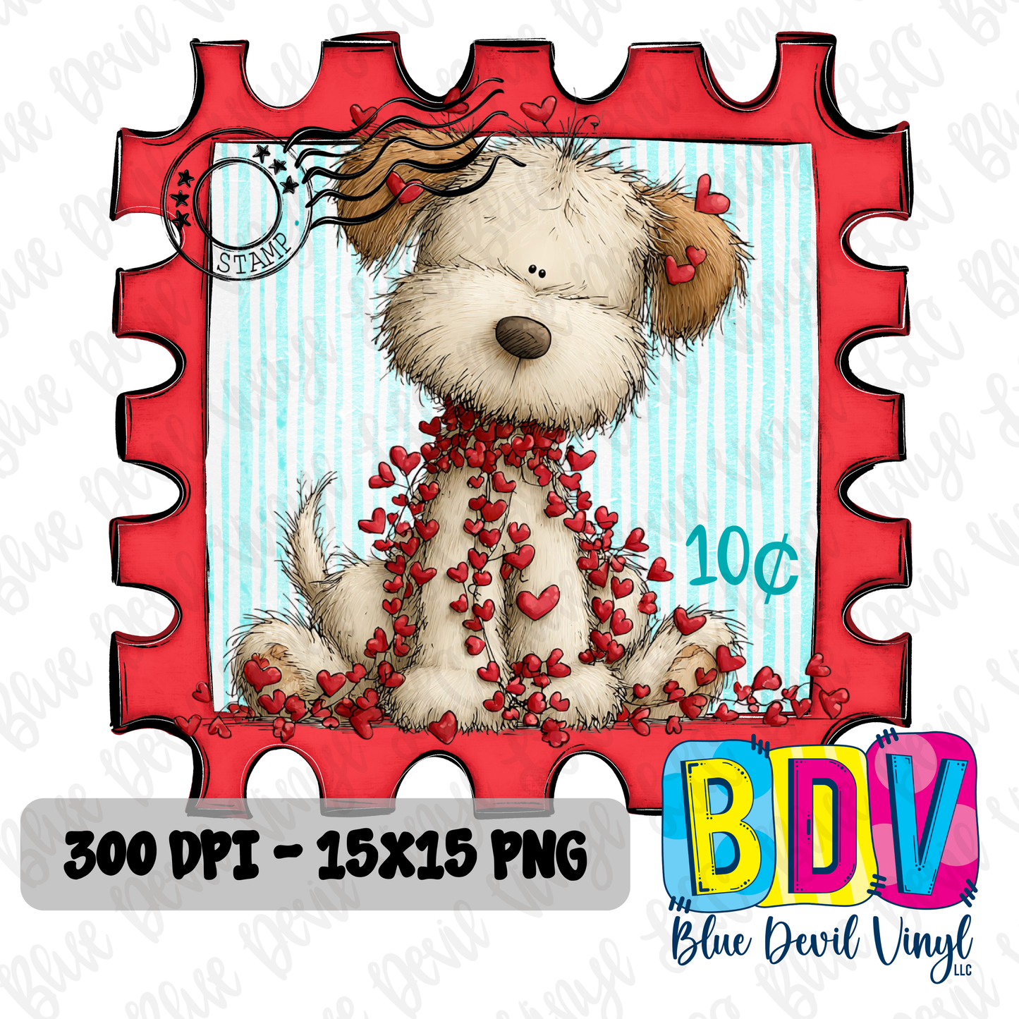 Pup Stamp - PNG File - Red