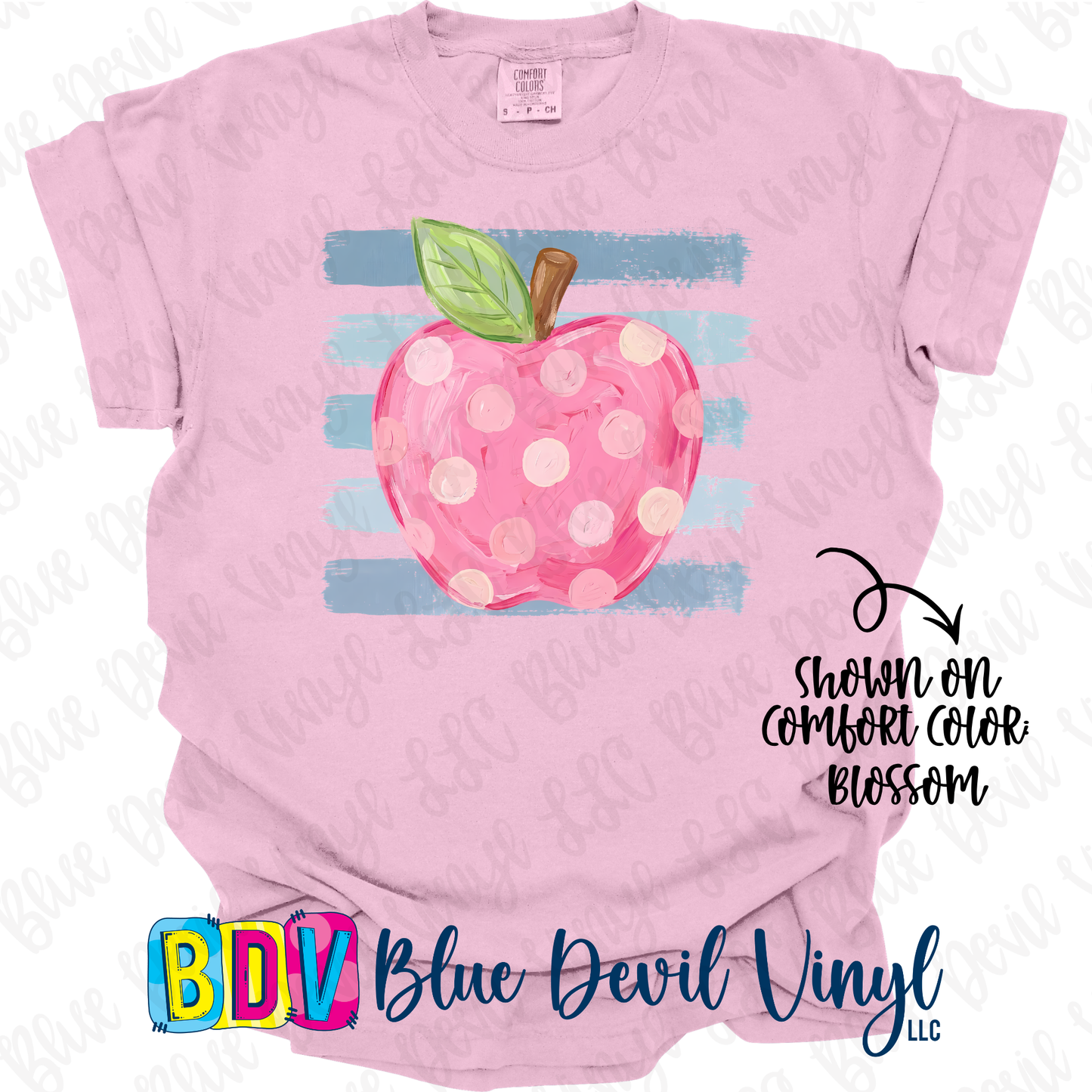 Painted Textured Pink Apple Comfort Color Tee
