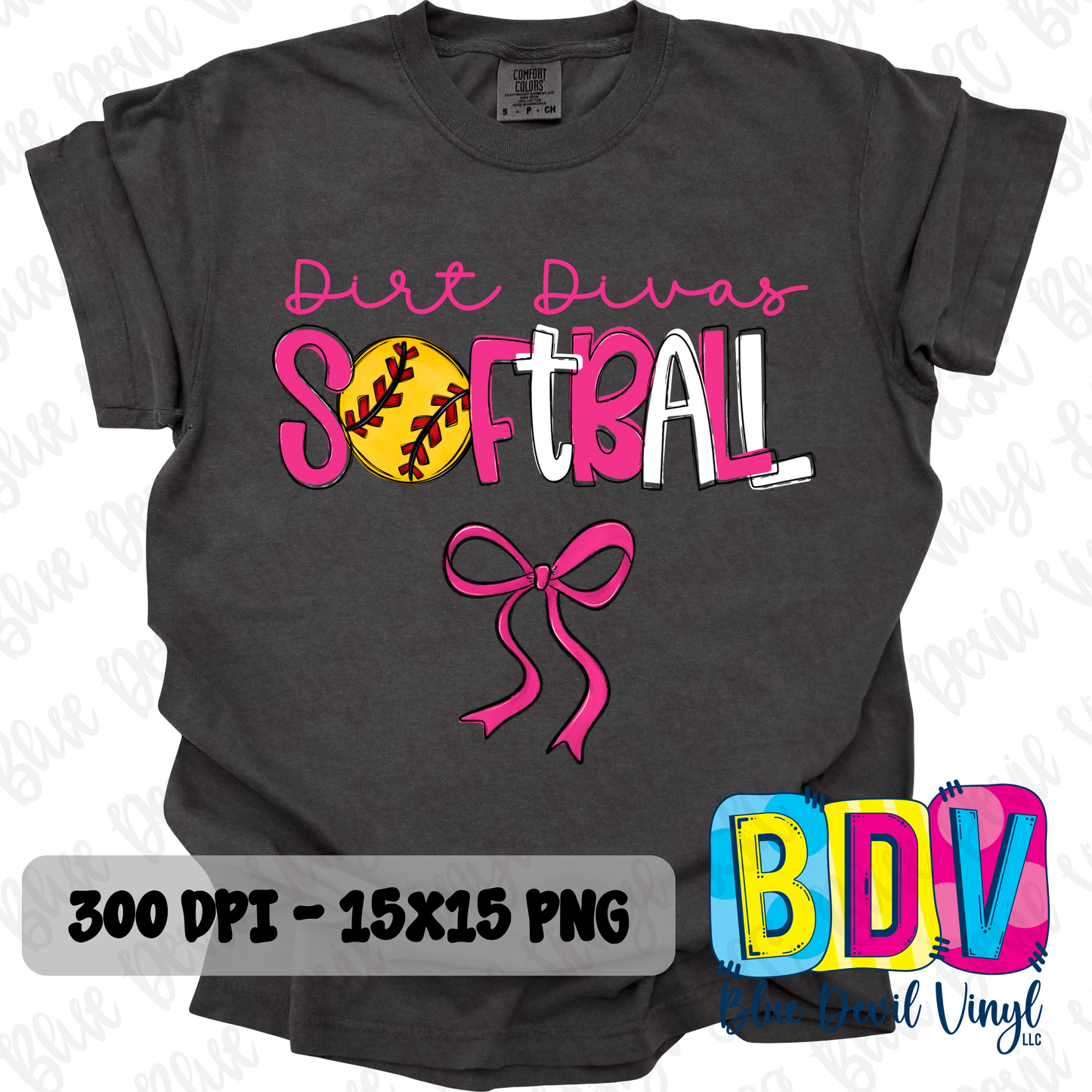 Dirt Divas Softball w/Bow and Ball PNG