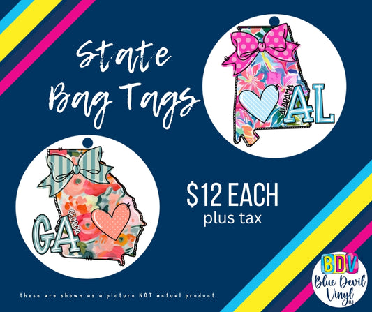 3" Acrylic Round Bag Tag - States