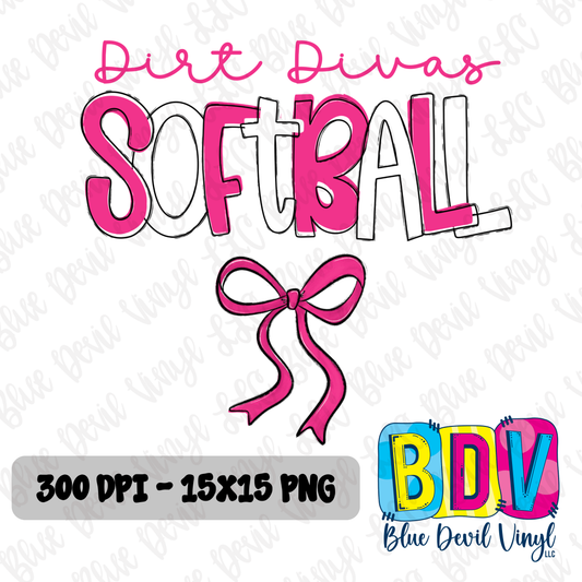 Dirt Divas Softball w/Bow PNG