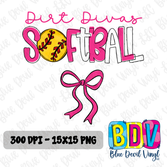 Dirt Divas Softball w/Bow and Ball PNG