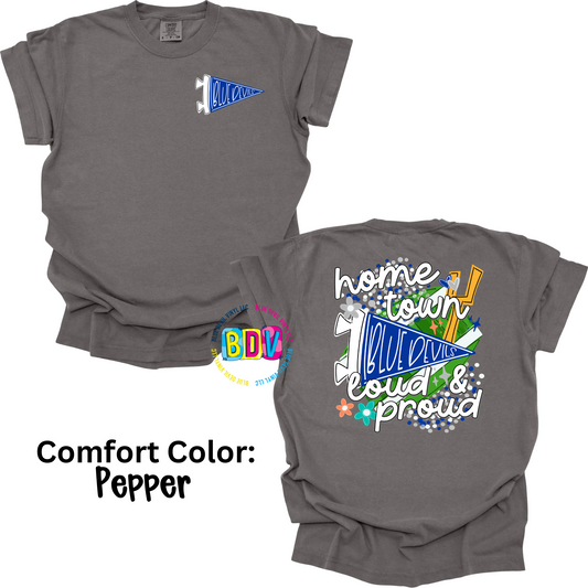 Blue Devils Home Town Loud & Proud Comfort Color T-shirt  - Pepper Color Tee