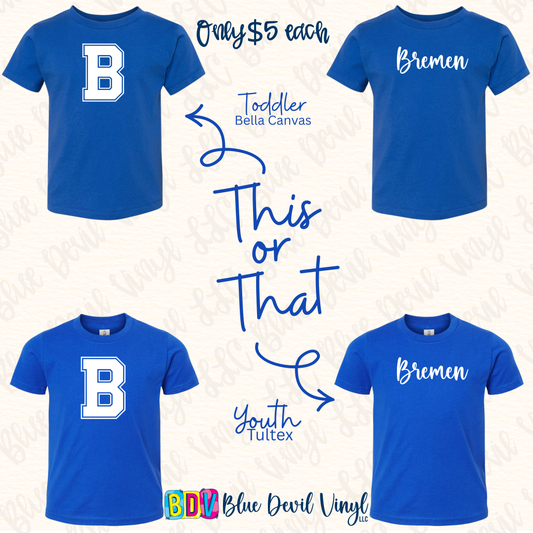 Bremen Toddler/Youth Tee $5 Sale