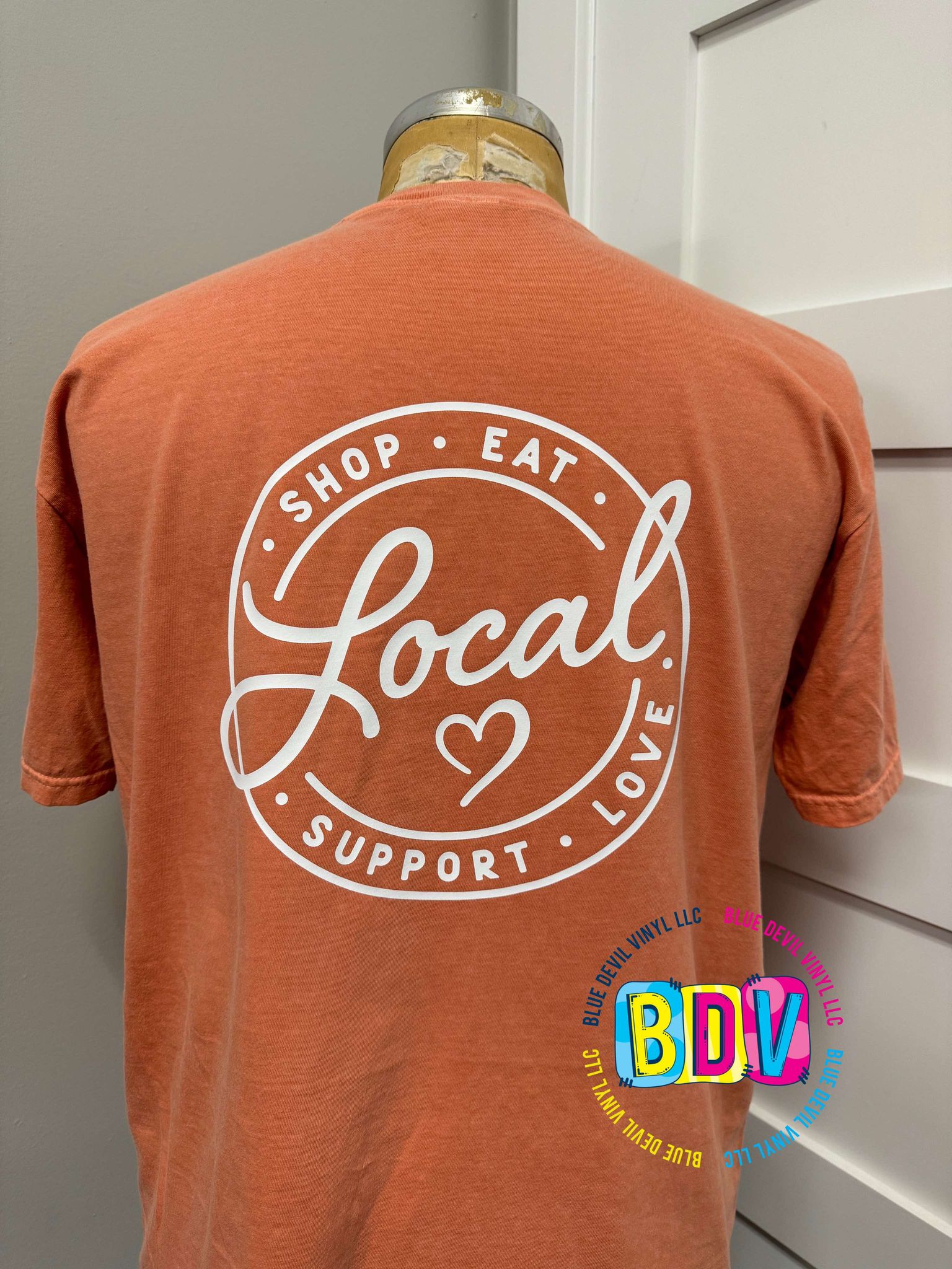 Comfort Color back of Tshirt design Local with Heart 