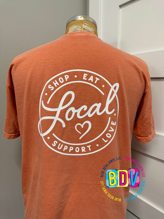 Comfort Color back of Tshirt design Local with Heart 