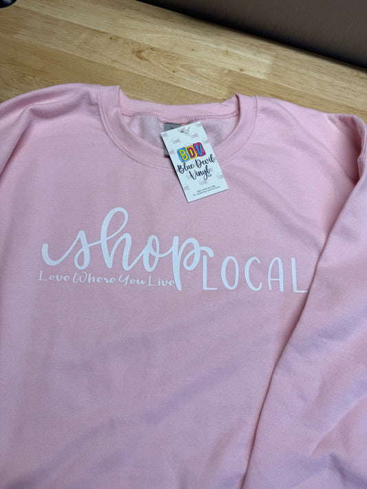 Gildan Light Pink crewneck sweatshirt - Shop Local - Adult Large