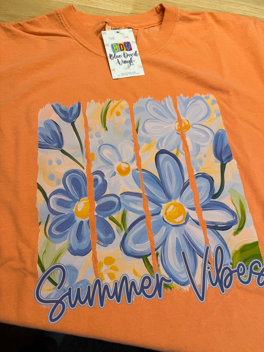 Summer Vibes Comfort Color Tee - Melon Adult Large