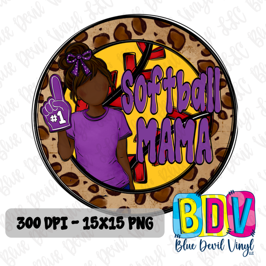 Softball Mama Round - PNG File -  8 Pack Bundle #2