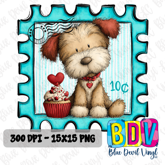 Pup Stamp - PNG File - Teal
