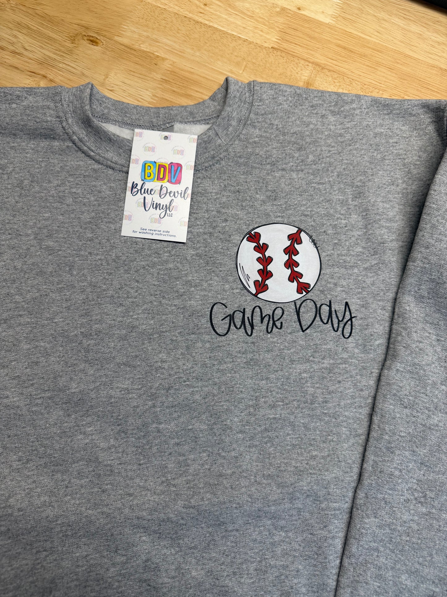 Gildan Sports Grey Crewneck Sweatshirt - Game Day Design - Youth XL - Front/Back design