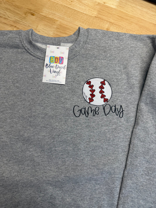 Gildan Sports Grey Crewneck Sweatshirt - Game Day Design - Youth XL - Front/Back design