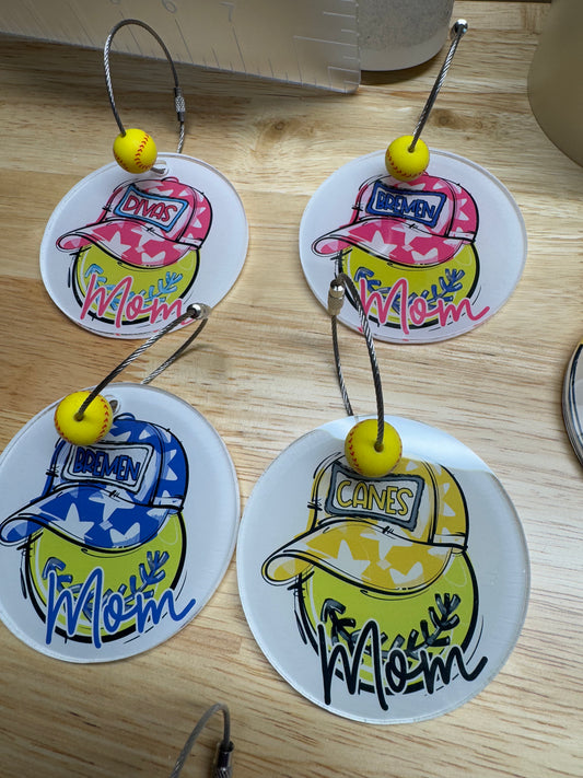 Inventory Sale - Bag Tags 3" Rounds with Sports Bead