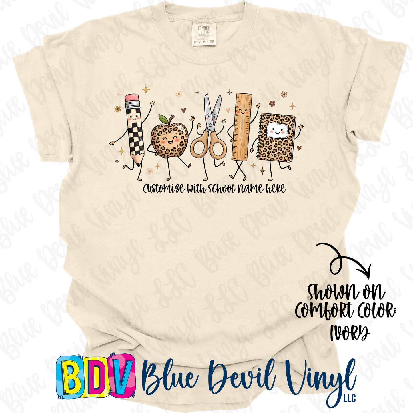 School Doodles T-shirt (Primary and Leopard Designs)
