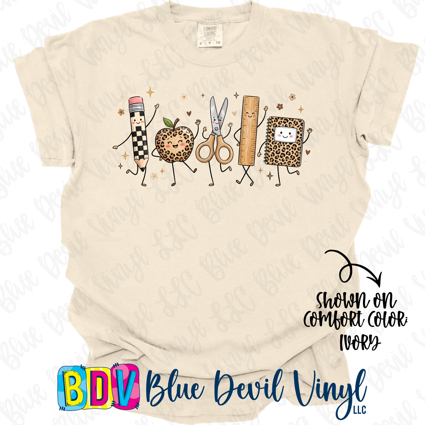 School Doodles T-shirt (Primary and Leopard Designs)