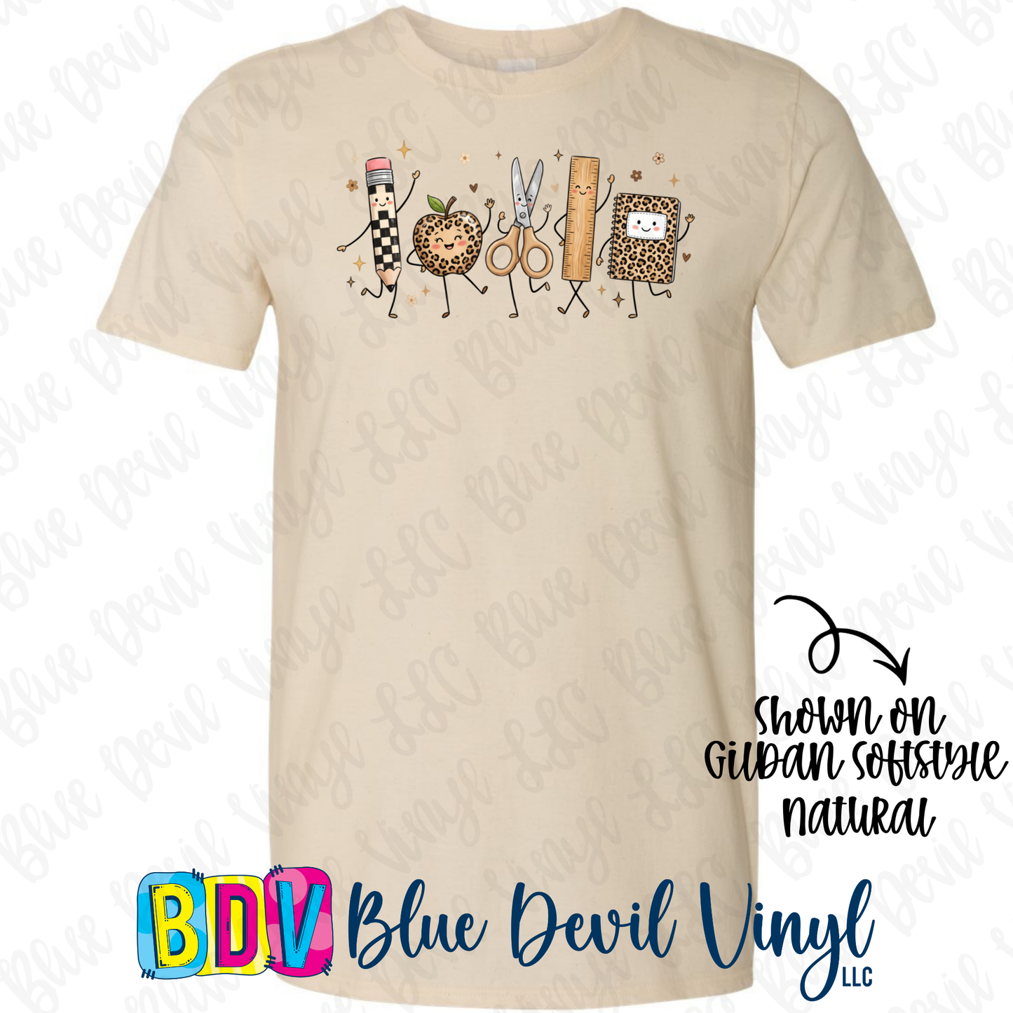 School Doodles T-shirt (Primary and Leopard Designs)