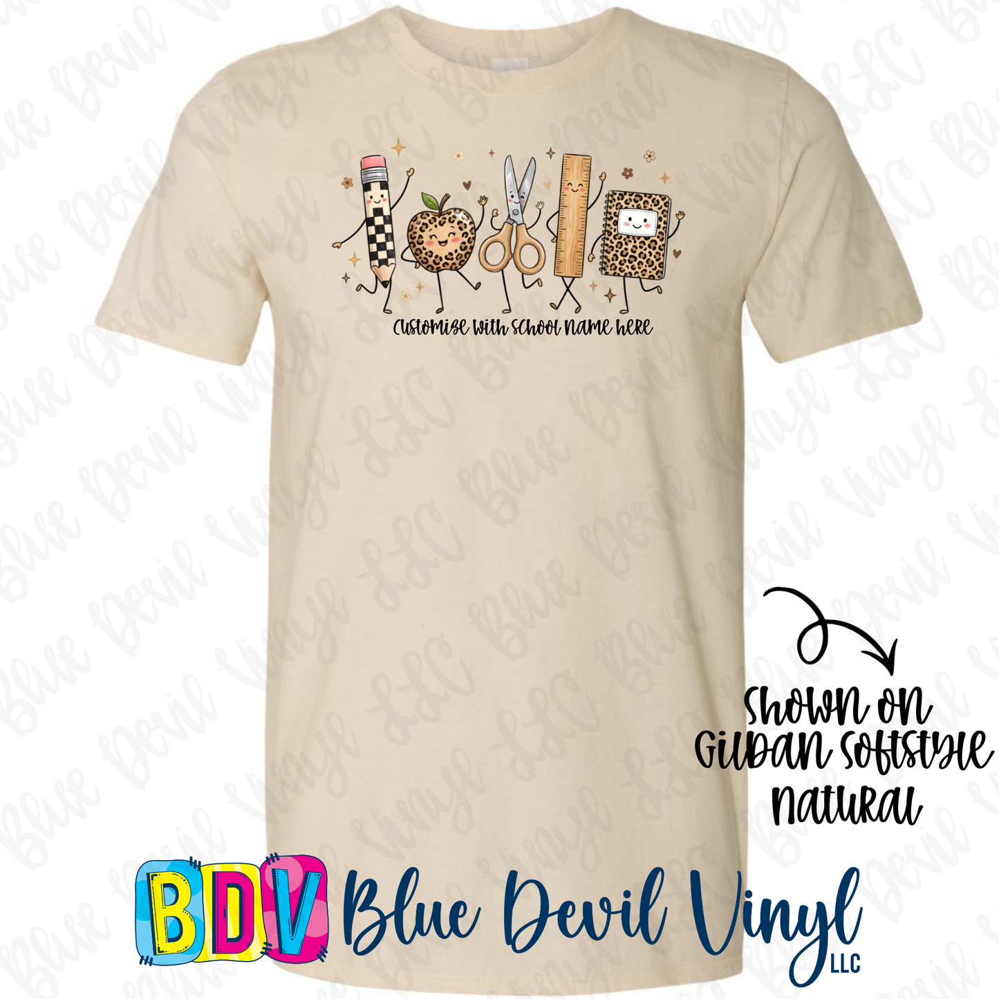 School Doodles T-shirt (Primary and Leopard Designs)