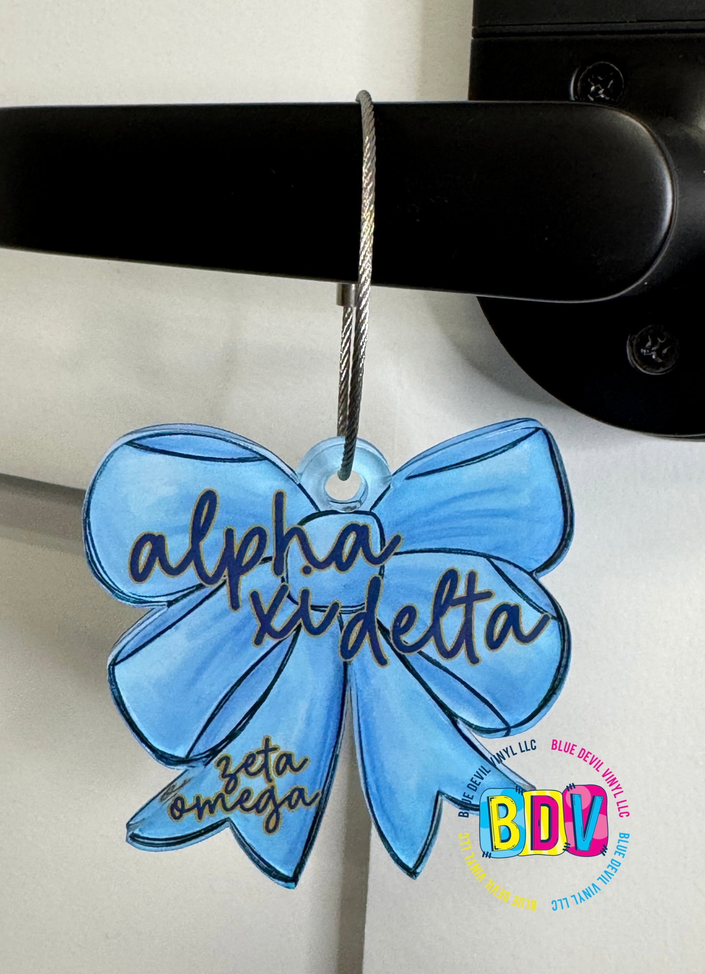 Light Blue Bow with Blue Fancy Lettering outlined in Gold Chapter also added