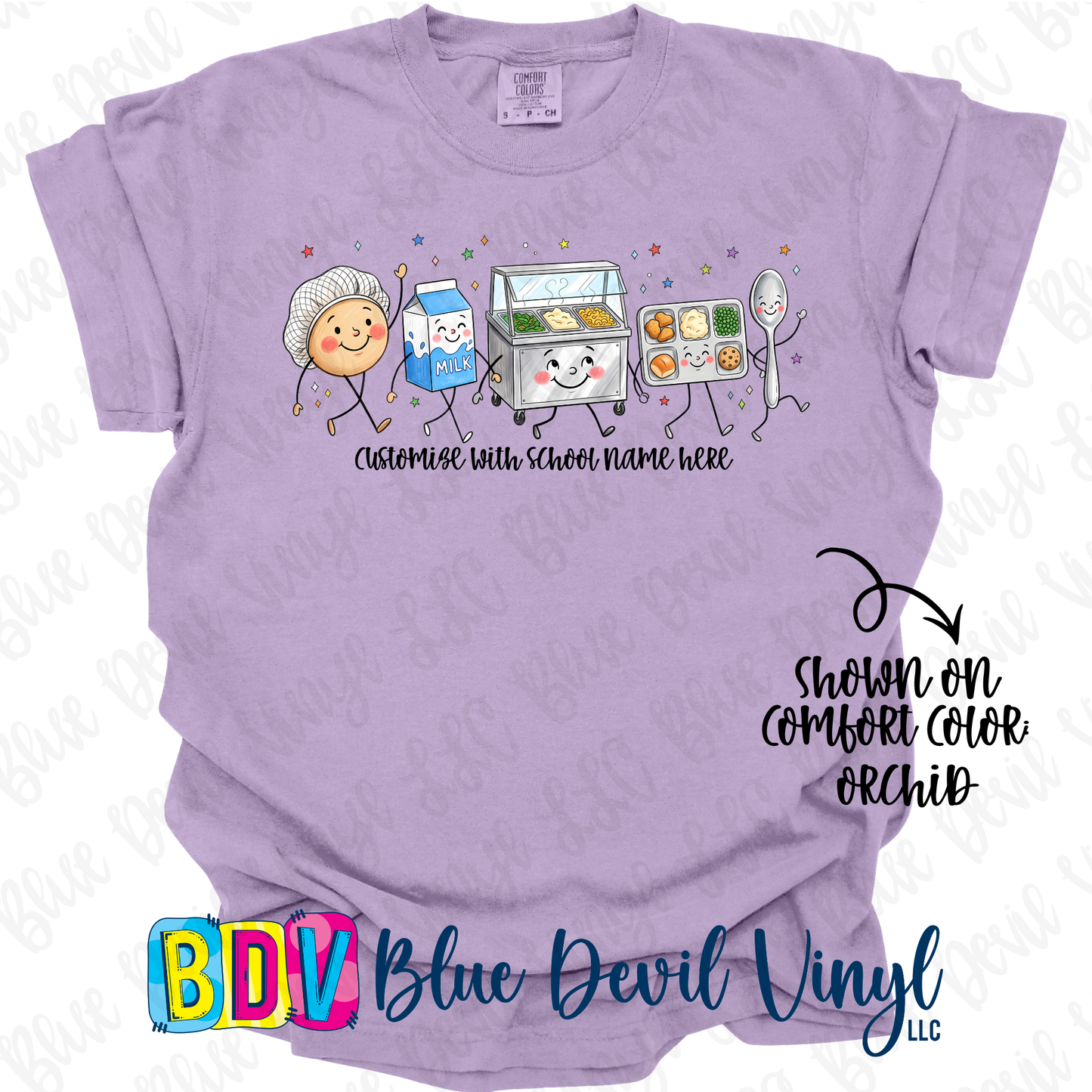 Lunch Crew Doodles Comfort Color Tee