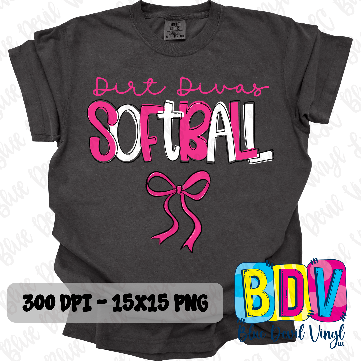 Dirt Divas Softball w/Bow PNG