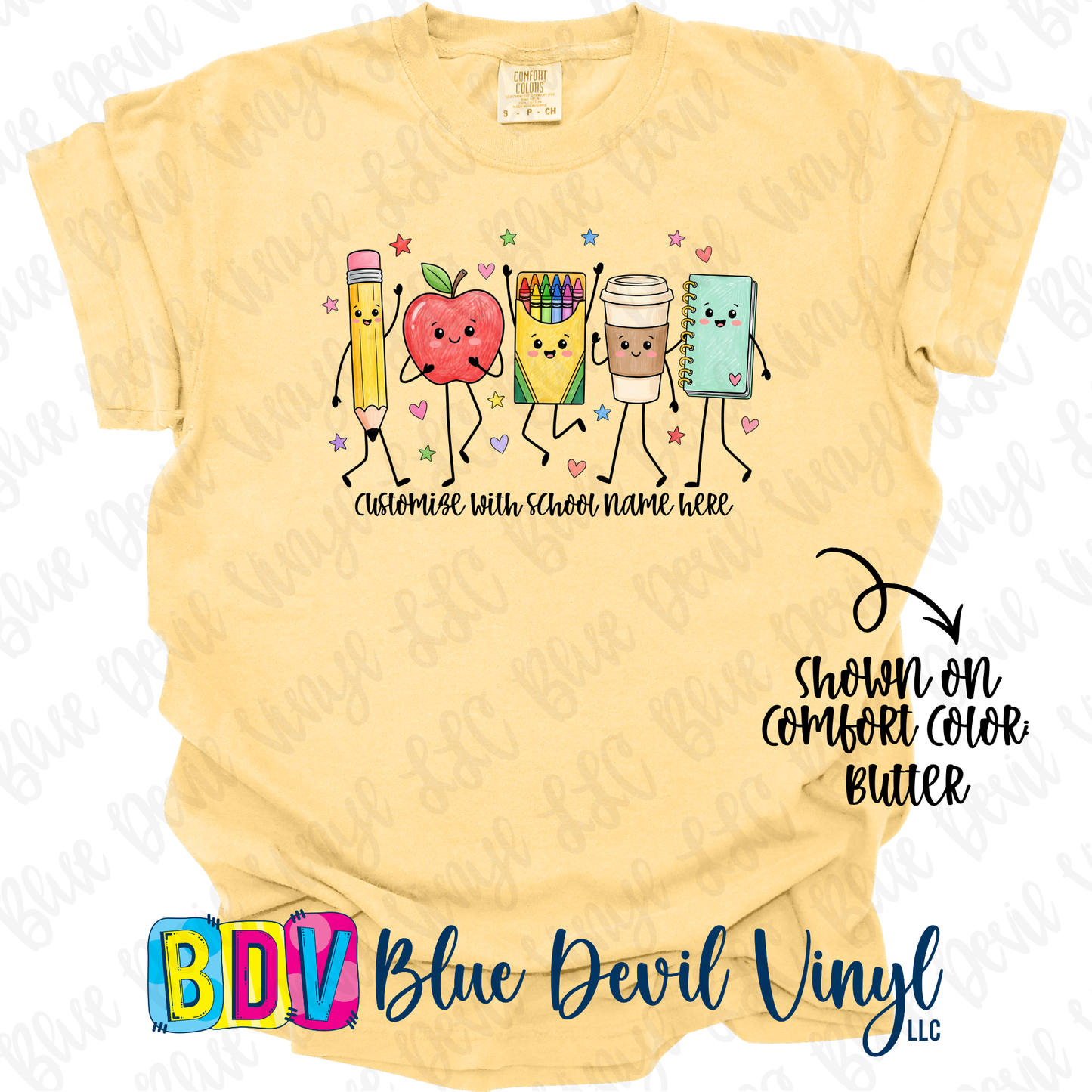 School Doodles T-shirt (Primary and Leopard Designs)