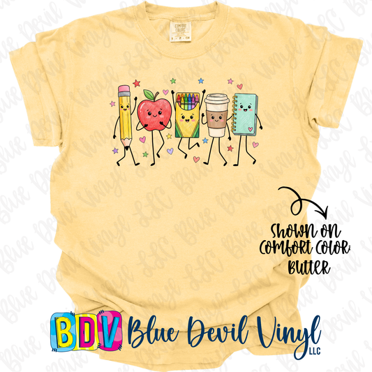 School Doodles T-shirt (Primary and Leopard Designs)