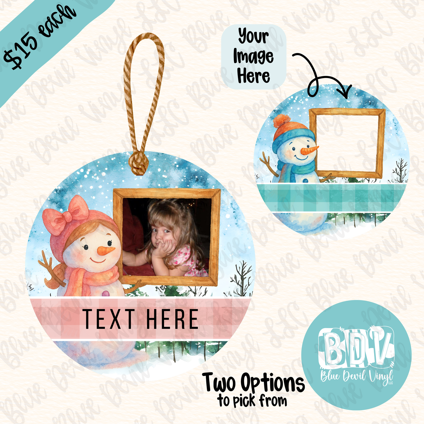 Acrylic Snowman Picture Ornament