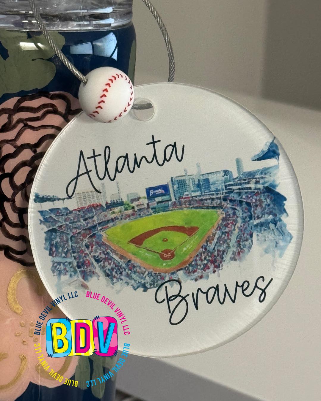 Atlanta Braves Bag Tag with Baseball Bead 