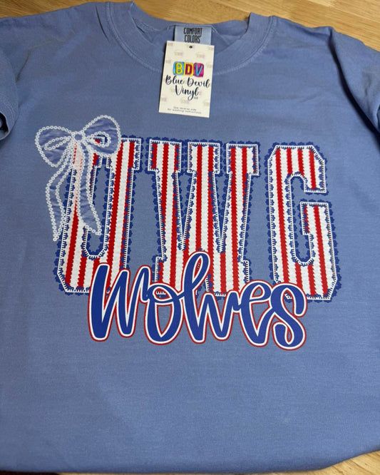 UWG Wolves Seersucker Comfort Color Washed Denim Tshirt 